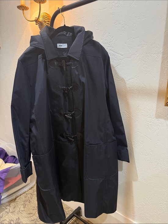 Jane Post Jackets & Blazers - JANE POST Women’s Black Raincoat with Red Trim
XXL